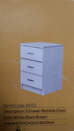 3 drawer bedside chest